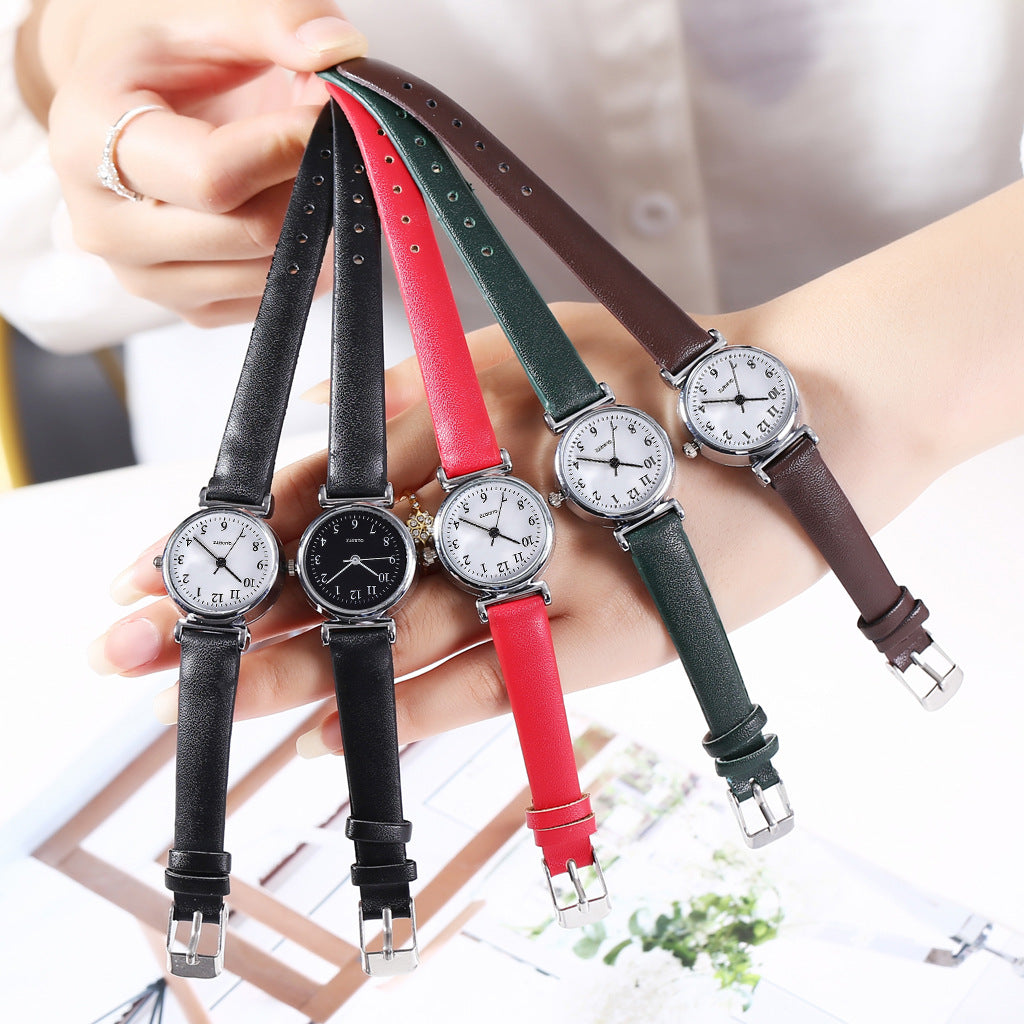 Reloj de cuarzo para estudiantes, pequeño y sencillo, con correa fina.