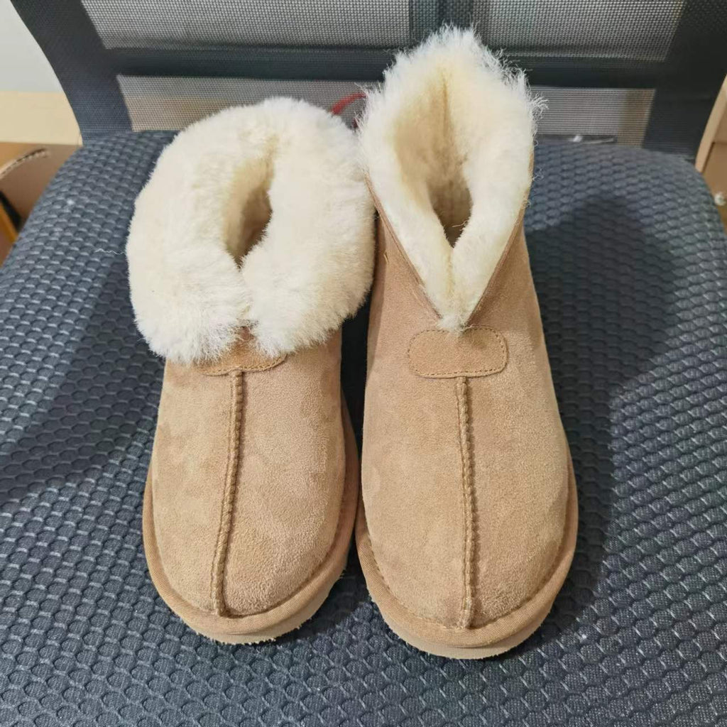 Botas de nieve de ante y piel de moda para mujer