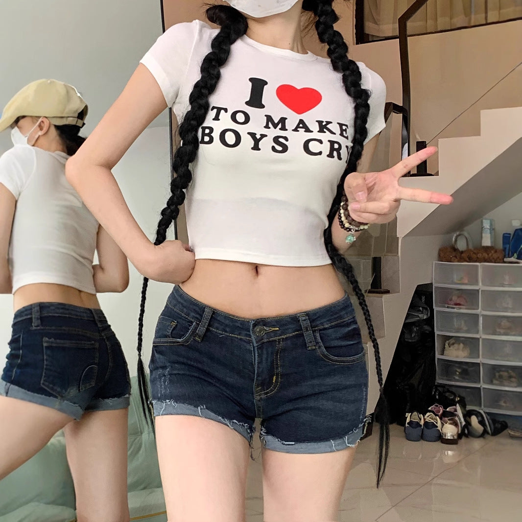 Shorts vaqueros vintage de estilo americano de verano para mujer