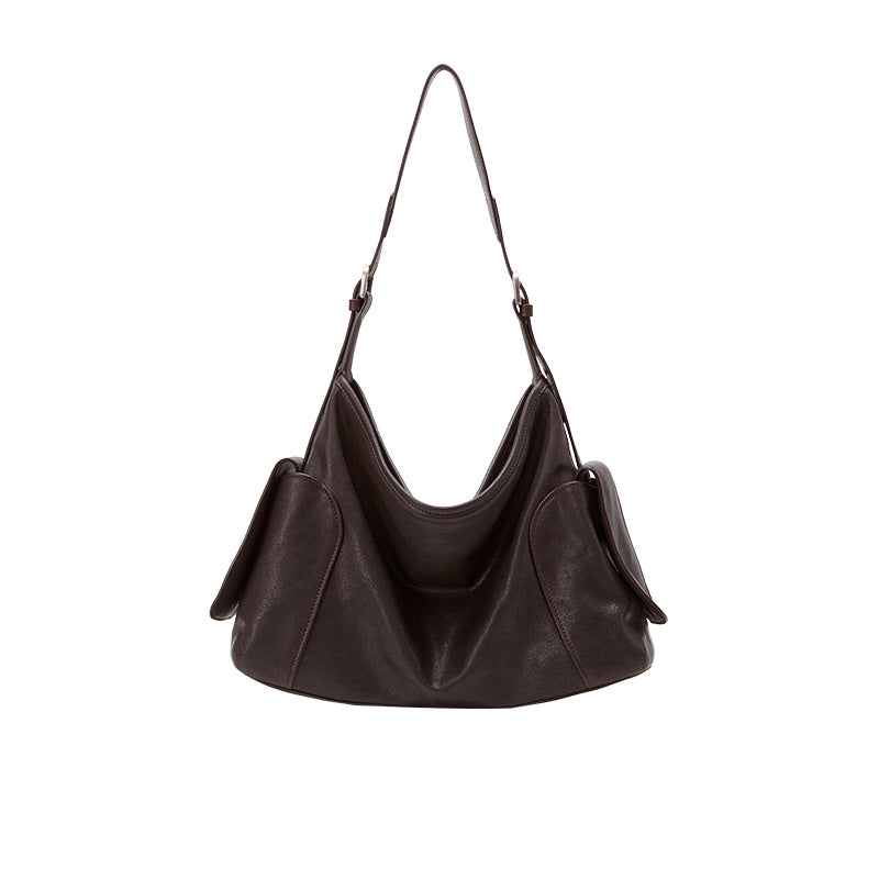 Bolso bandolera grande de piel auténtica con dos asas