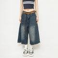 Pantalones vaqueros anchos, holgados y recortados, estilo retro americano para mujer