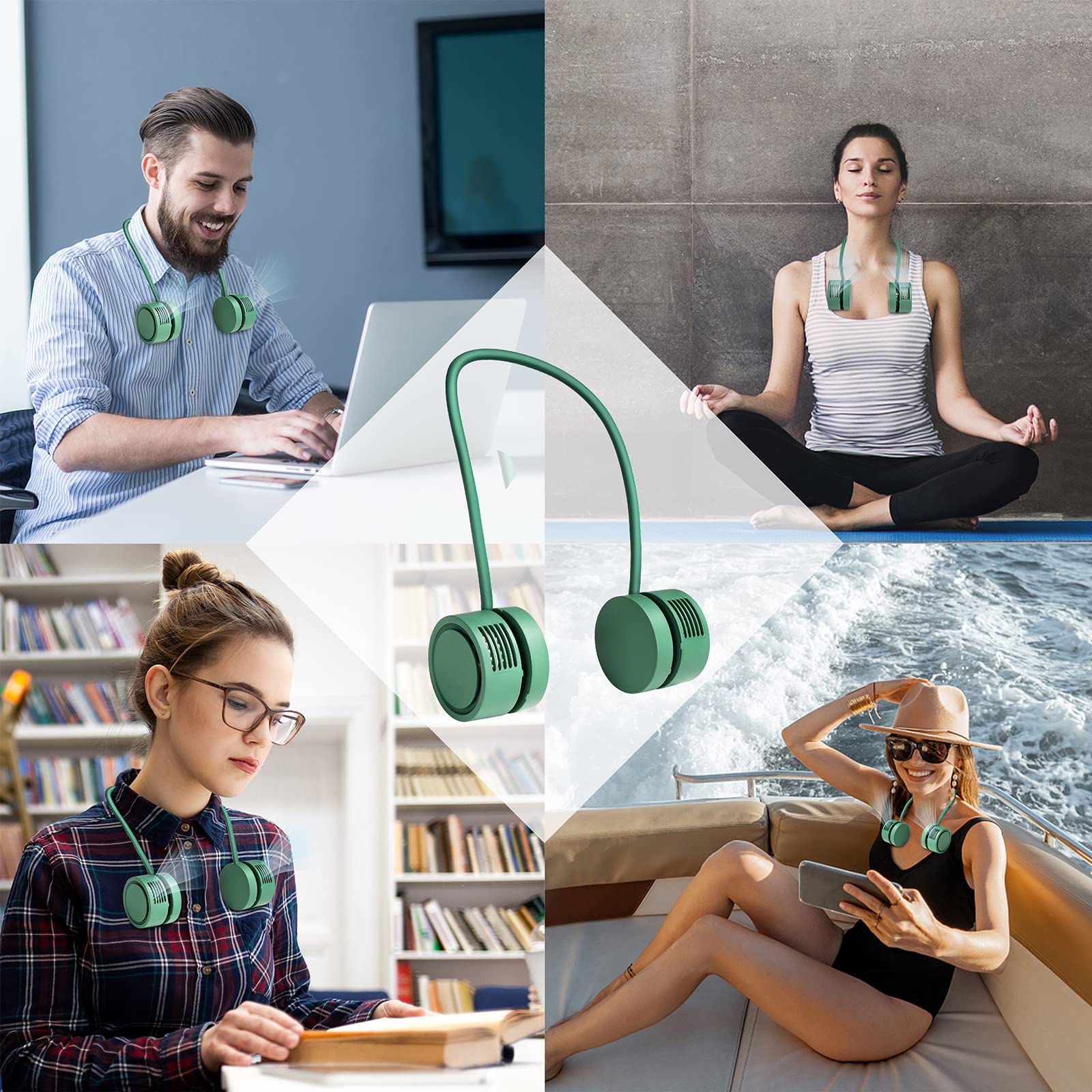Ventilador de cuello colgante sin hojas, pequeño, USB, portátil, para aromaterapia, eléctrico