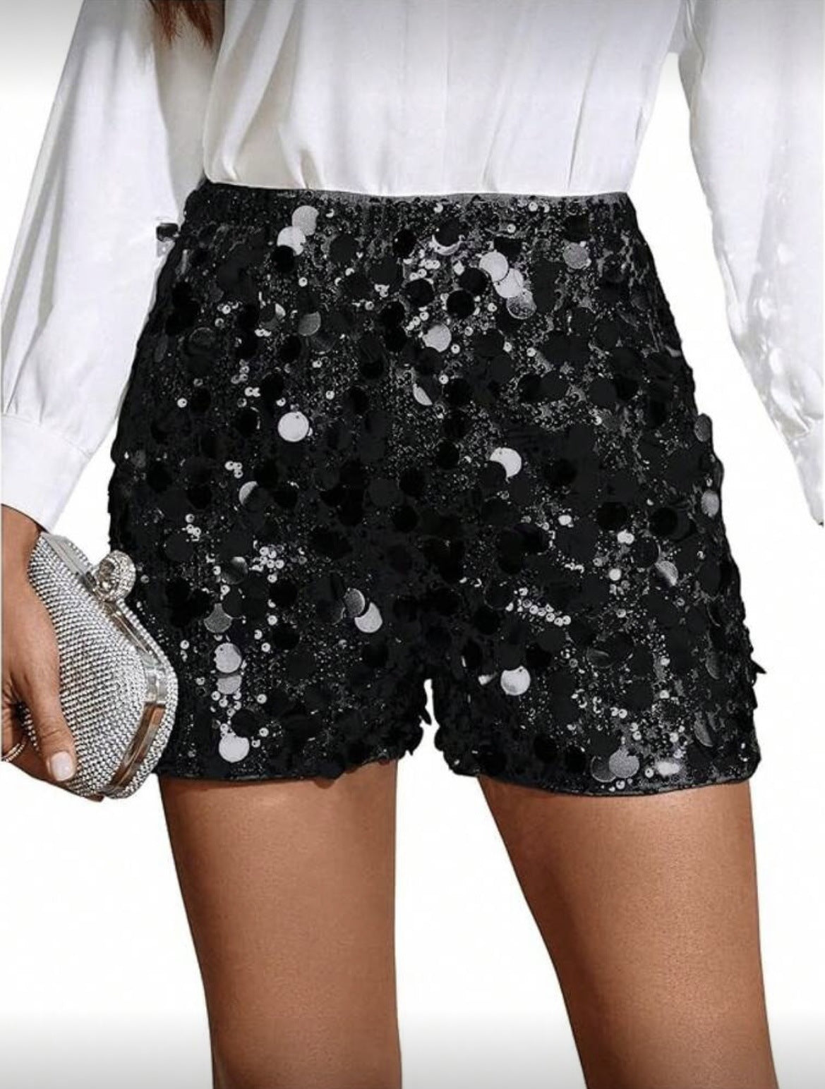 Pantalones cortos con cuentas y lentejuelas para discoteca de mujer