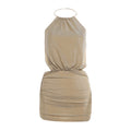Vestido ajustado asimétrico con cordones y cuello halter sin mangas