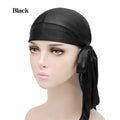 Gorro pirata elástico de cola larga de satén unisex y turbante hip hop para hombre y mujer, bandana elástica para disfraz y moda.