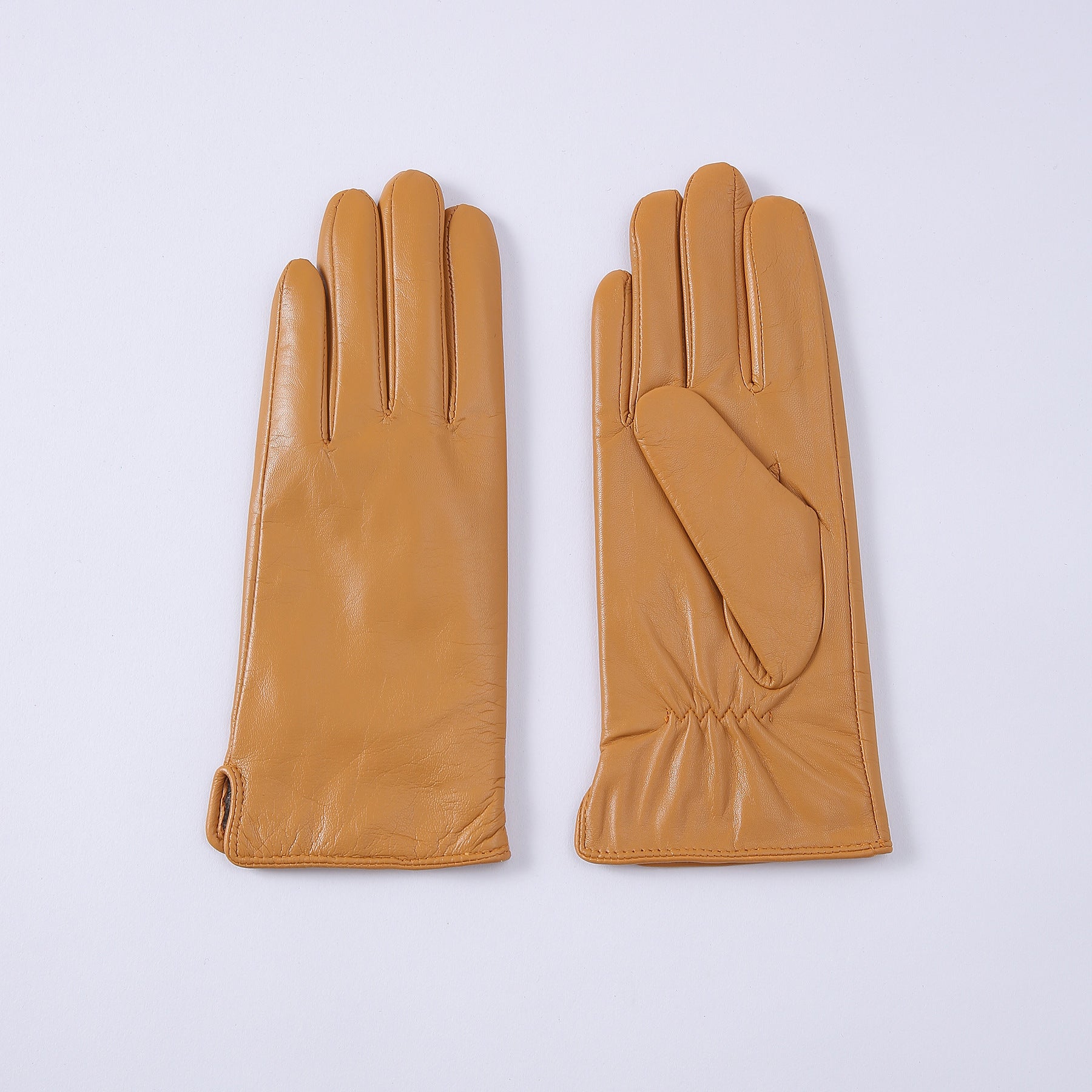 Guantes térmicos de cuero con forro polar de color liso para mujer