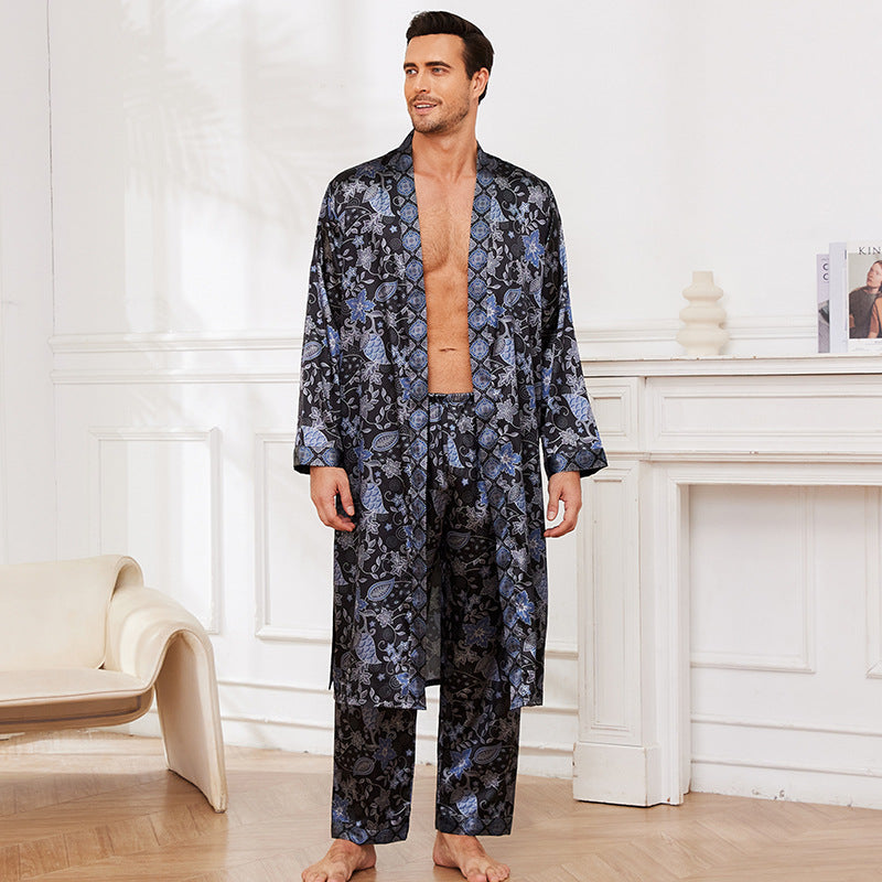 Pijama fino de manga larga para hombre de otoño
