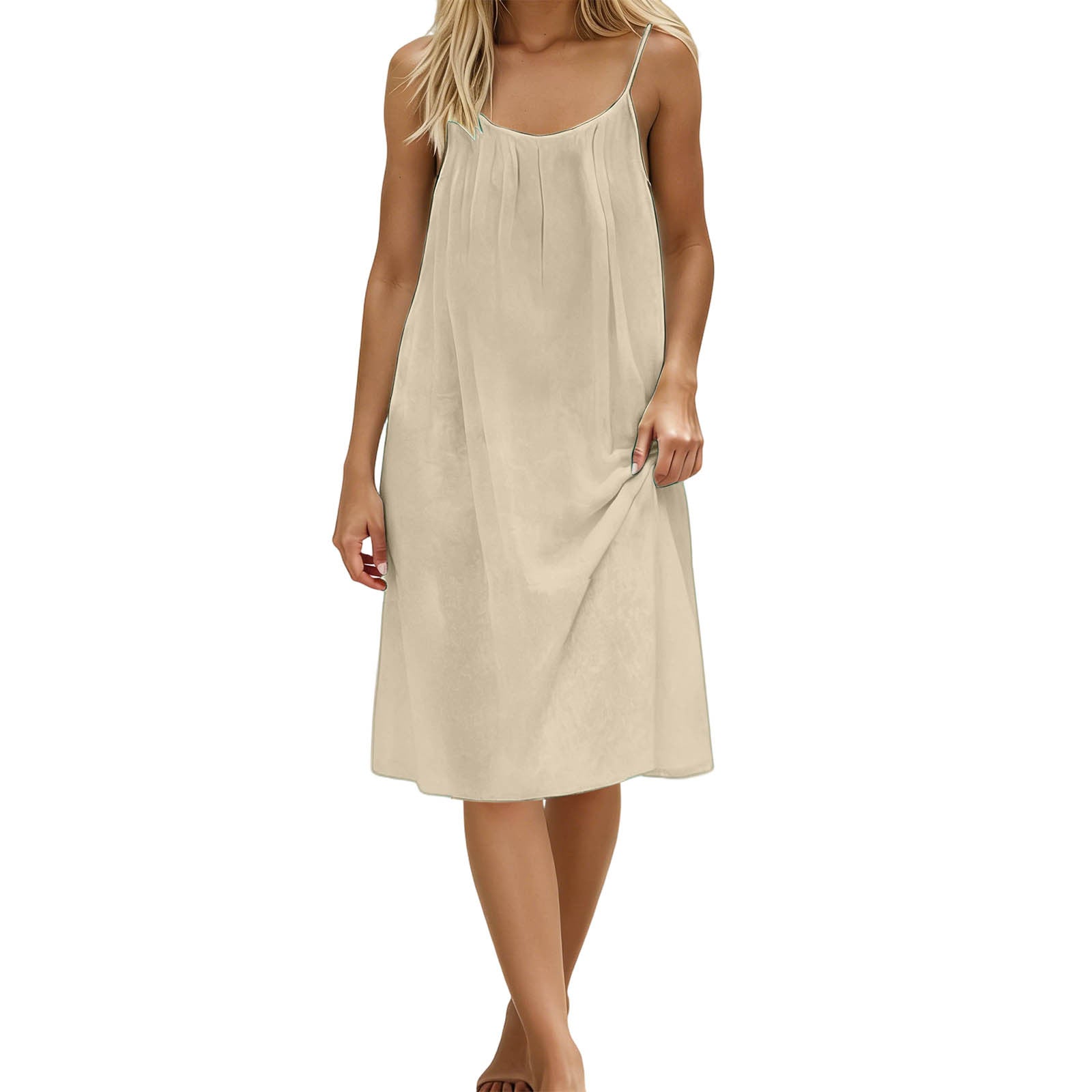 Vestido de lino y seda de hielo para mujer, tallas grandes, moda