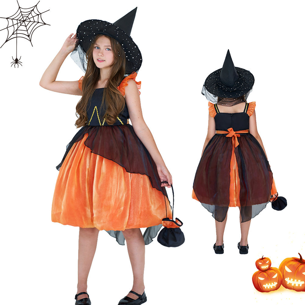 Disfraz de bruja de Halloween para actuación, vestido de princesa