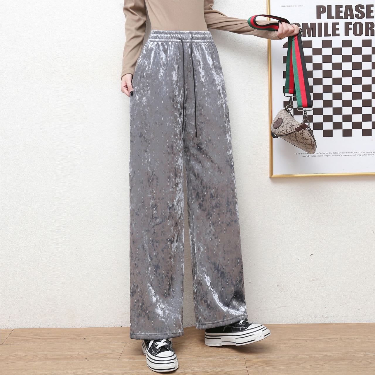 Pantalones rectos adelgazantes de cintura alta para mujer