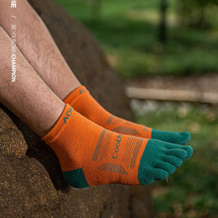 Calcetines profesionales de cinco dedos para correr, hasta media pantorrilla, para maratones al aire libre