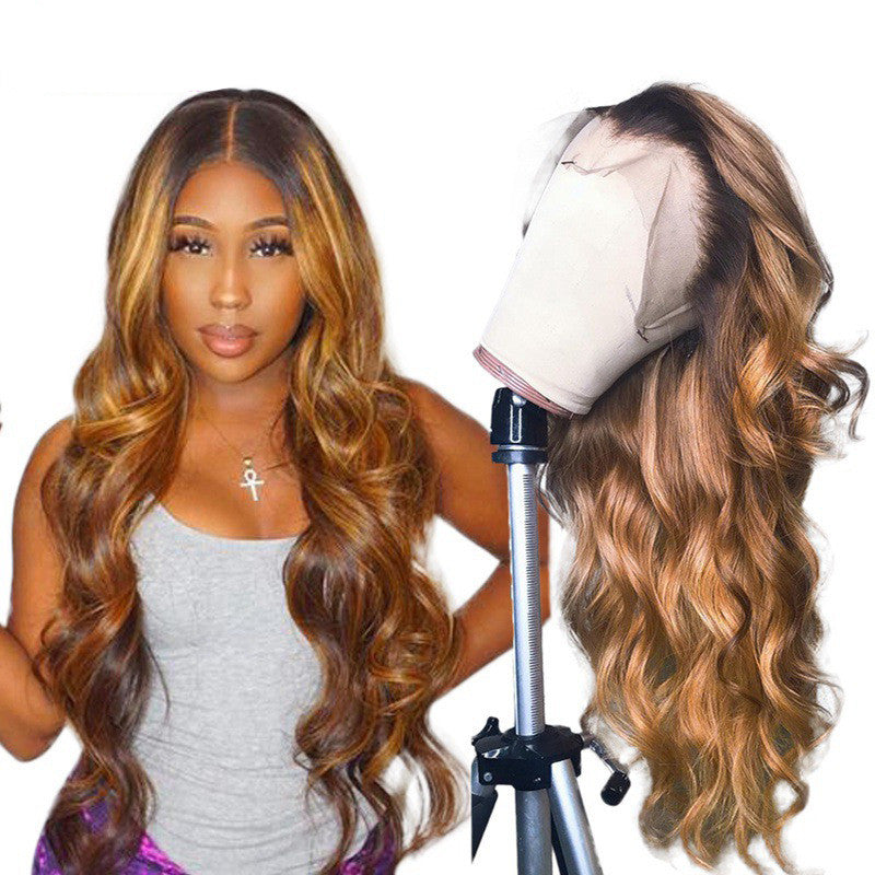 Pelucas de cabello humano con frente de encaje ombré y colores vibrantes.