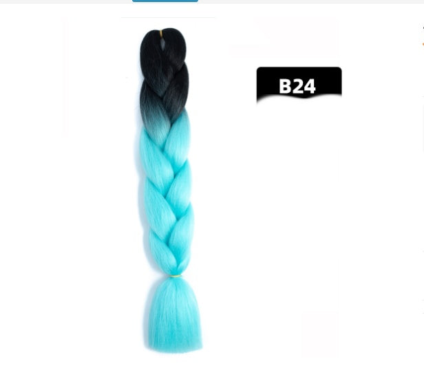 Peluca de seda africana de alta temperatura con fibra química y trenza grande en color degradado