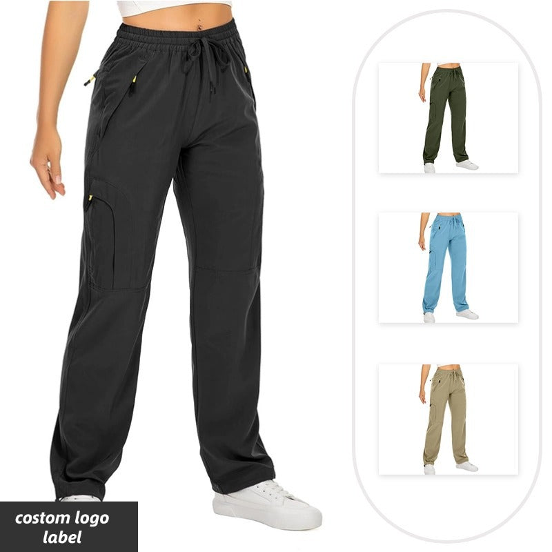 Pantalones de entrenamiento holgados de pierna recta con puños con cordón