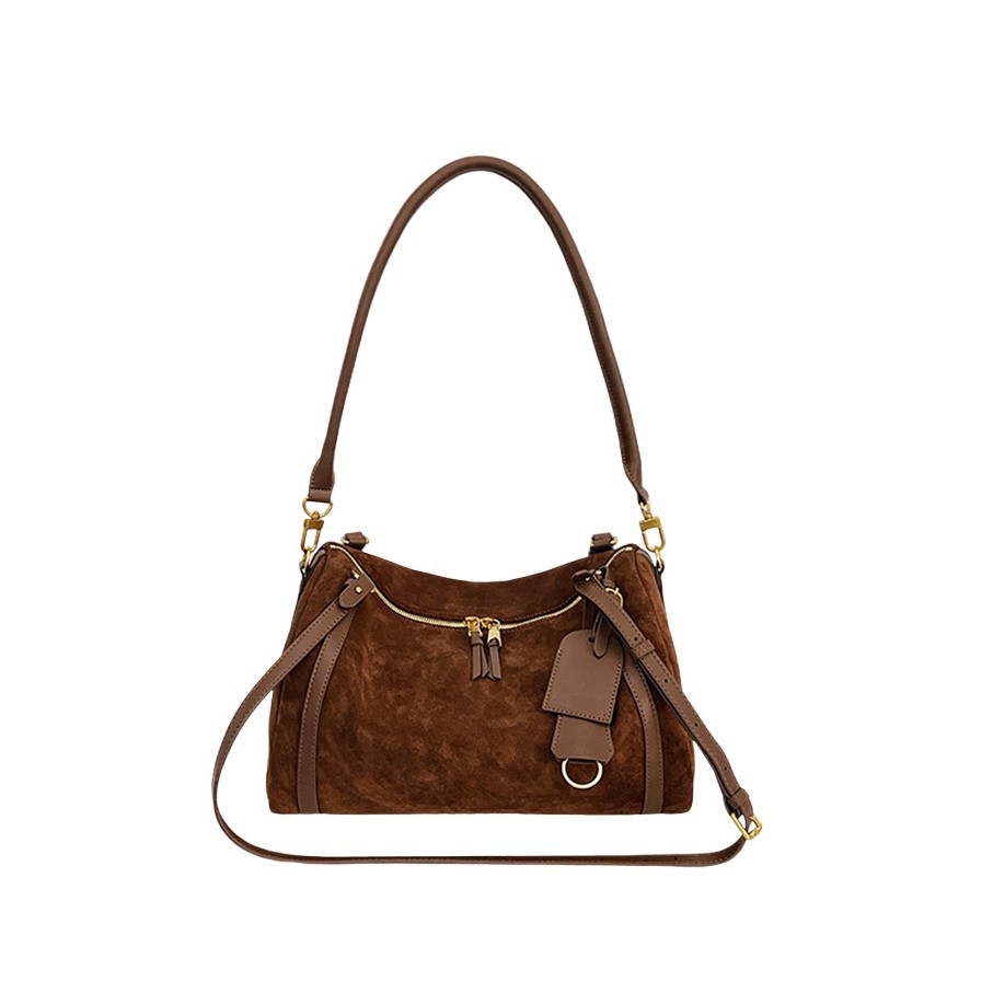 Bolso bandolera retro de ante mate elegante para mujer