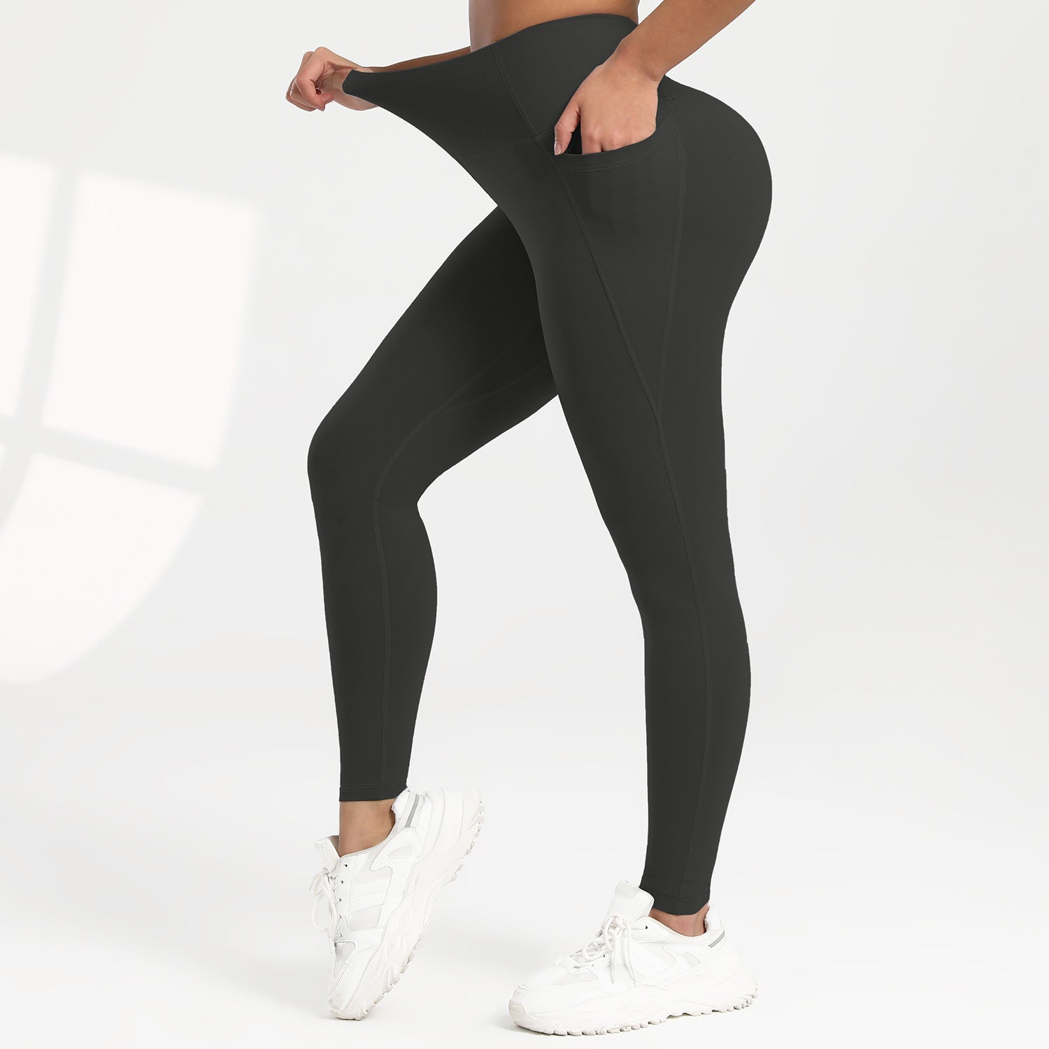 Mallas para correr, fitness, levantamiento de cadera, cintura alta y bolsillos
