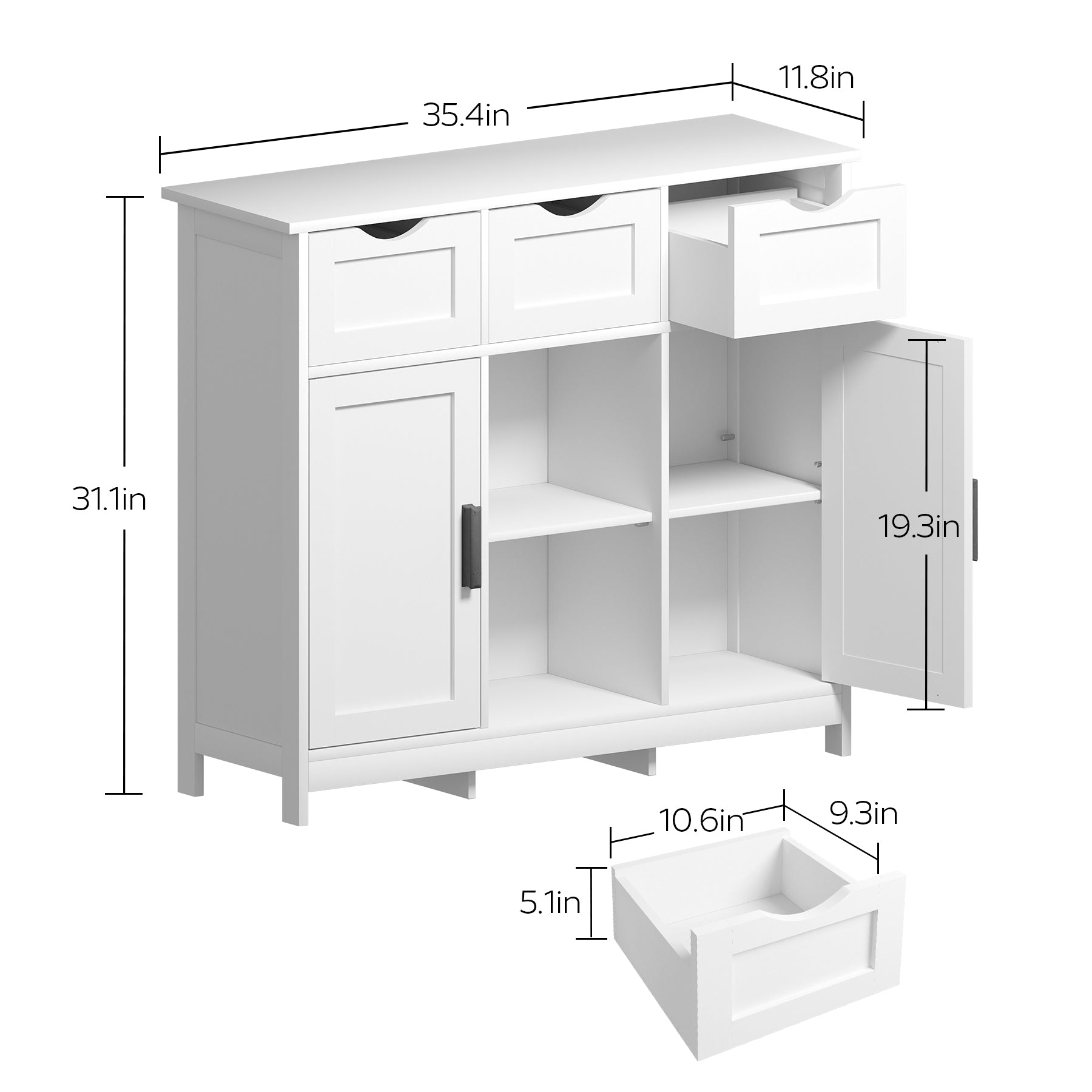 Armarios con cajones y estantes, para sala de estar, dormitorio y baño, decoración del hogar, color blanco.