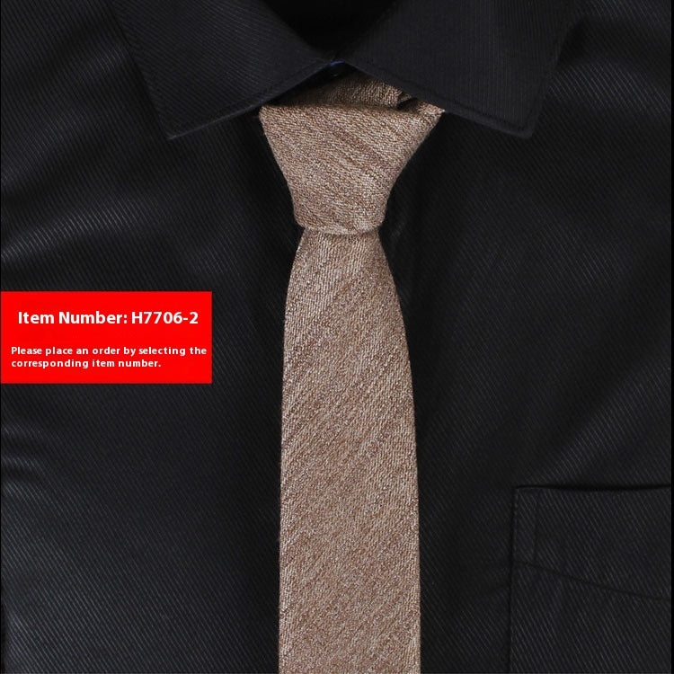 Corbata estrecha de algodón de estilo coreano de color liso para hombre, de 6 cm, para uso formal, informal, de negocios y boda