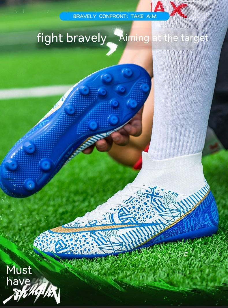 Nuevas zapatillas de fútbol transpirables deportivas de caña alta para terreno firme