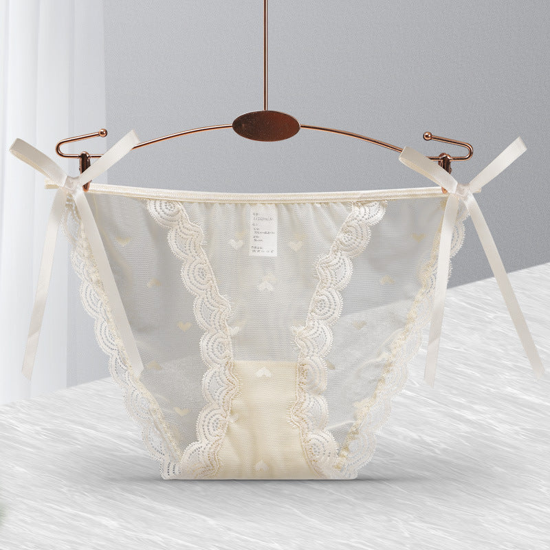 Ladies Fashion Lace Heart Thong Briefs