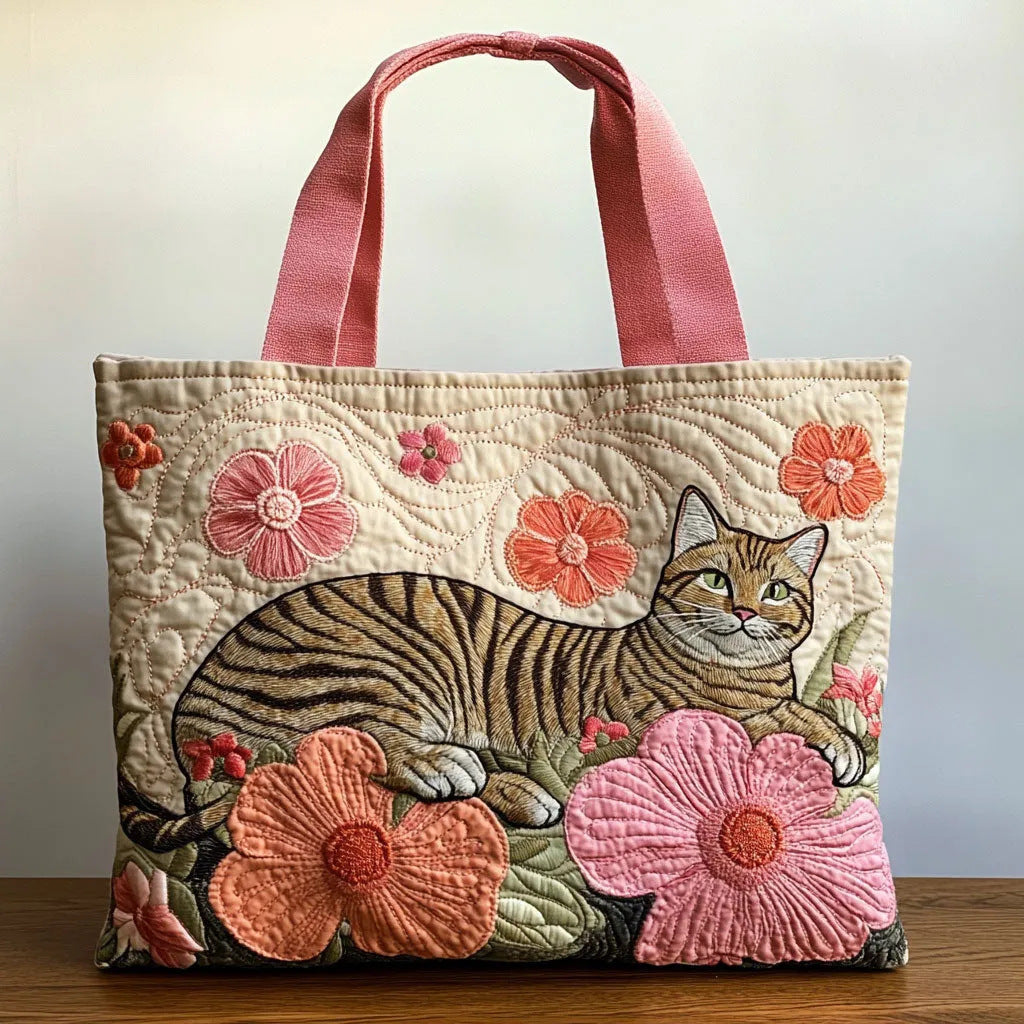 Bolso tote creativo de gran capacidad con impresión digital y bordado acolchado.