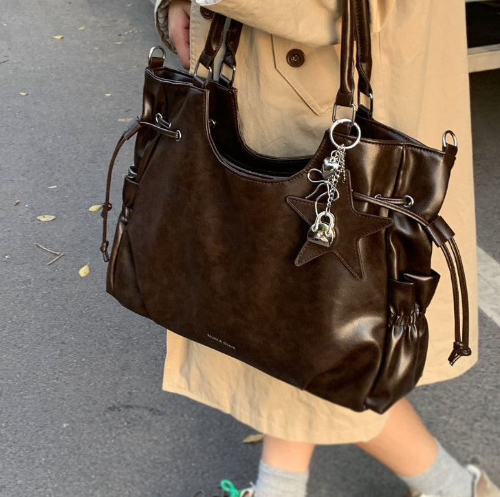 Bolso de mano estilo motero vintage de gran capacidad para mujer