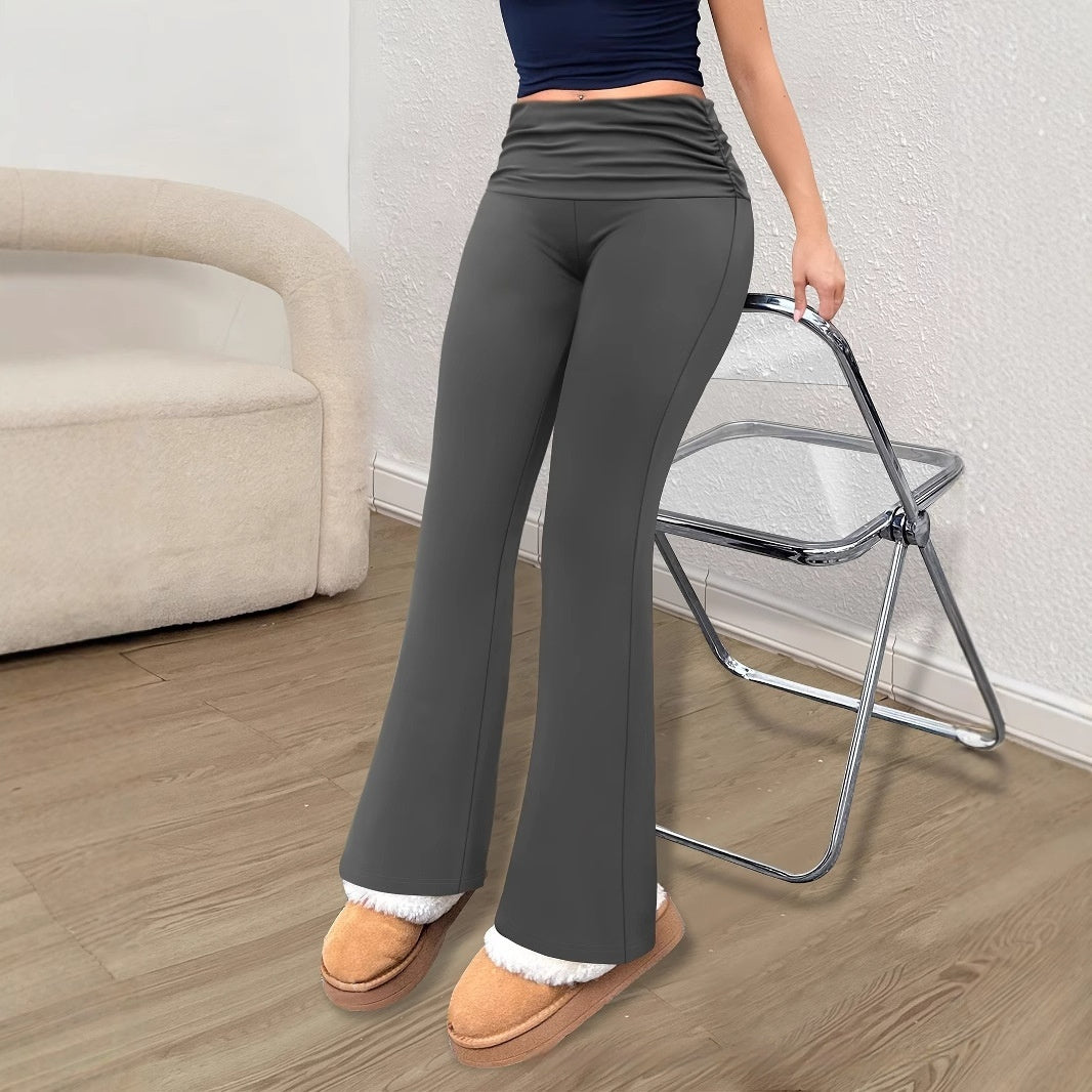 Leggings de punto personalizados con cinturilla fruncida y doblada