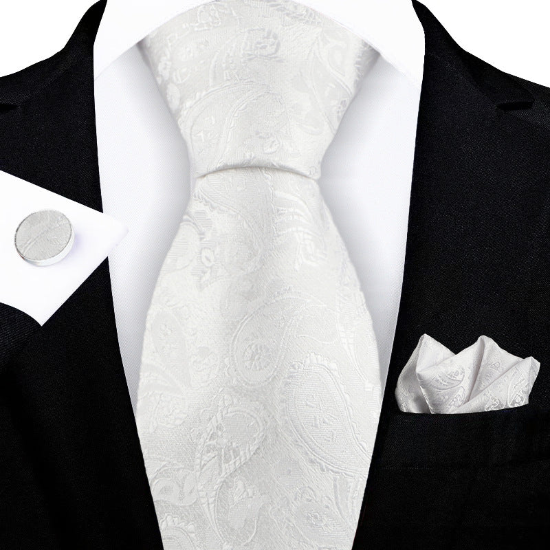 Corbata con flores de anacardo bordadas en jacquard