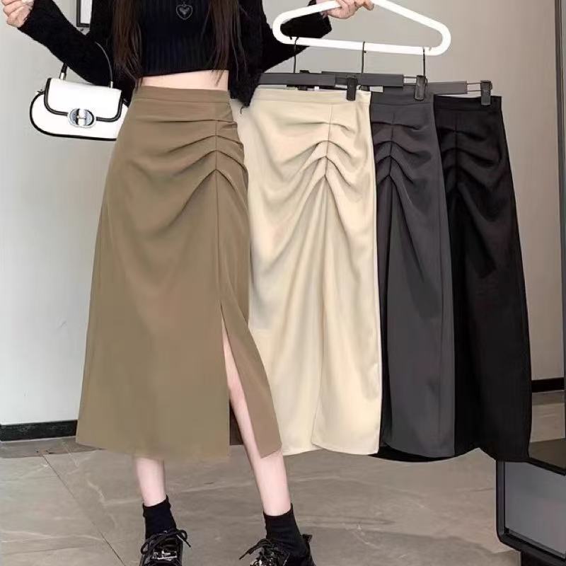 Falda adelgazante de cintura alta con abertura elegante para mujer