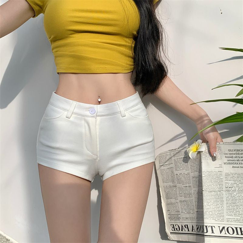 Womens White Tight Casual Ultra-Short Shorts
