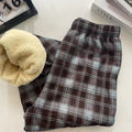 Winter Christmas Leopard-Print Shearling Plaid Pants