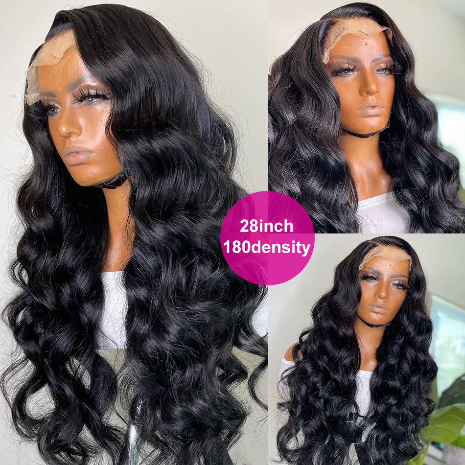 Pelucas sintéticas con encaje frontal, cabello largo y rizado, tocado