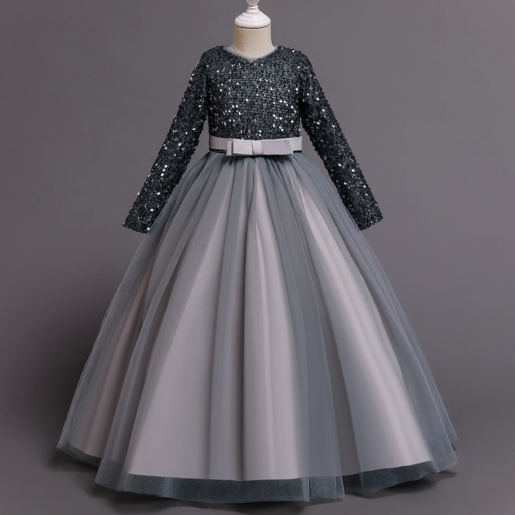 Vestido de lentejuelas de algodón de moda para niñas