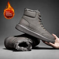 Botas de nieve de cuero y piel gruesas con forro de piel para hombre, cálidas y de invierno