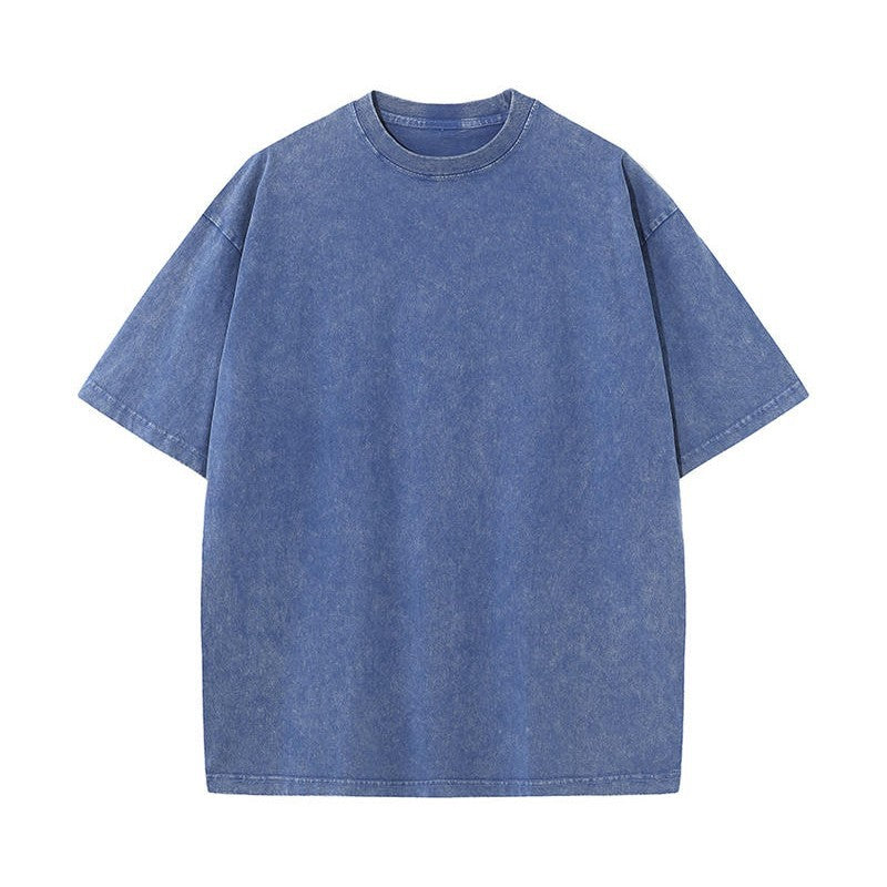 American-style Stir-fried Snowflake Batik Crewneck Short Sleeves