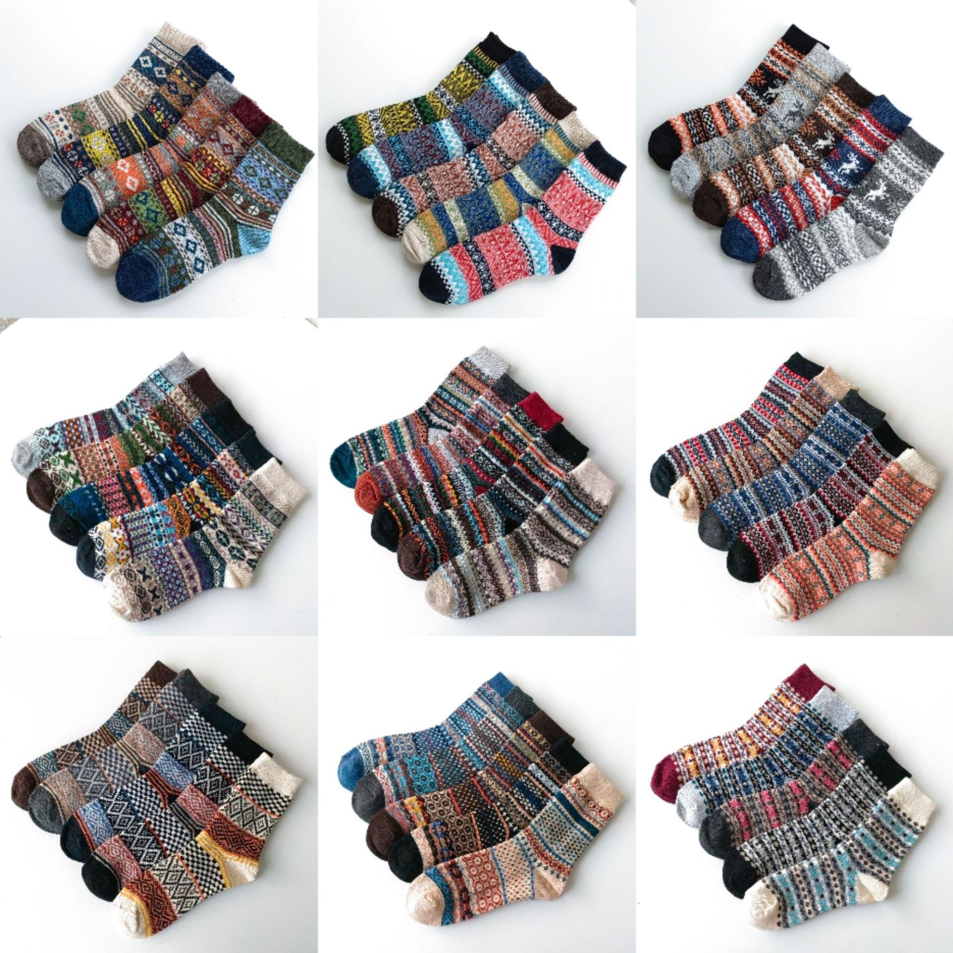 Calcetines de hombre de lana estilo étnico vintage para invierno