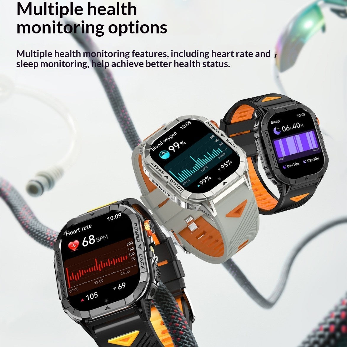 Reloj inteligente K70A con monitorización de frecuencia cardíaca y llamadas Bluetooth