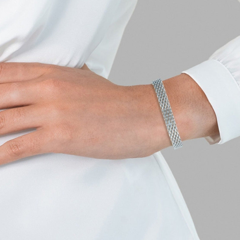 Pulsera de cadena para mujer, estilo informal de negocios, de metal dorado y plateado, joyería