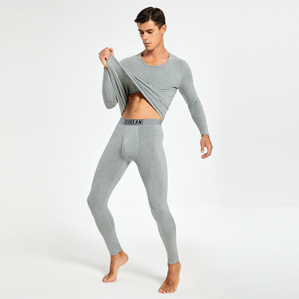 Ropa interior térmica de punto de algodón elástico, ajustada, para otoño