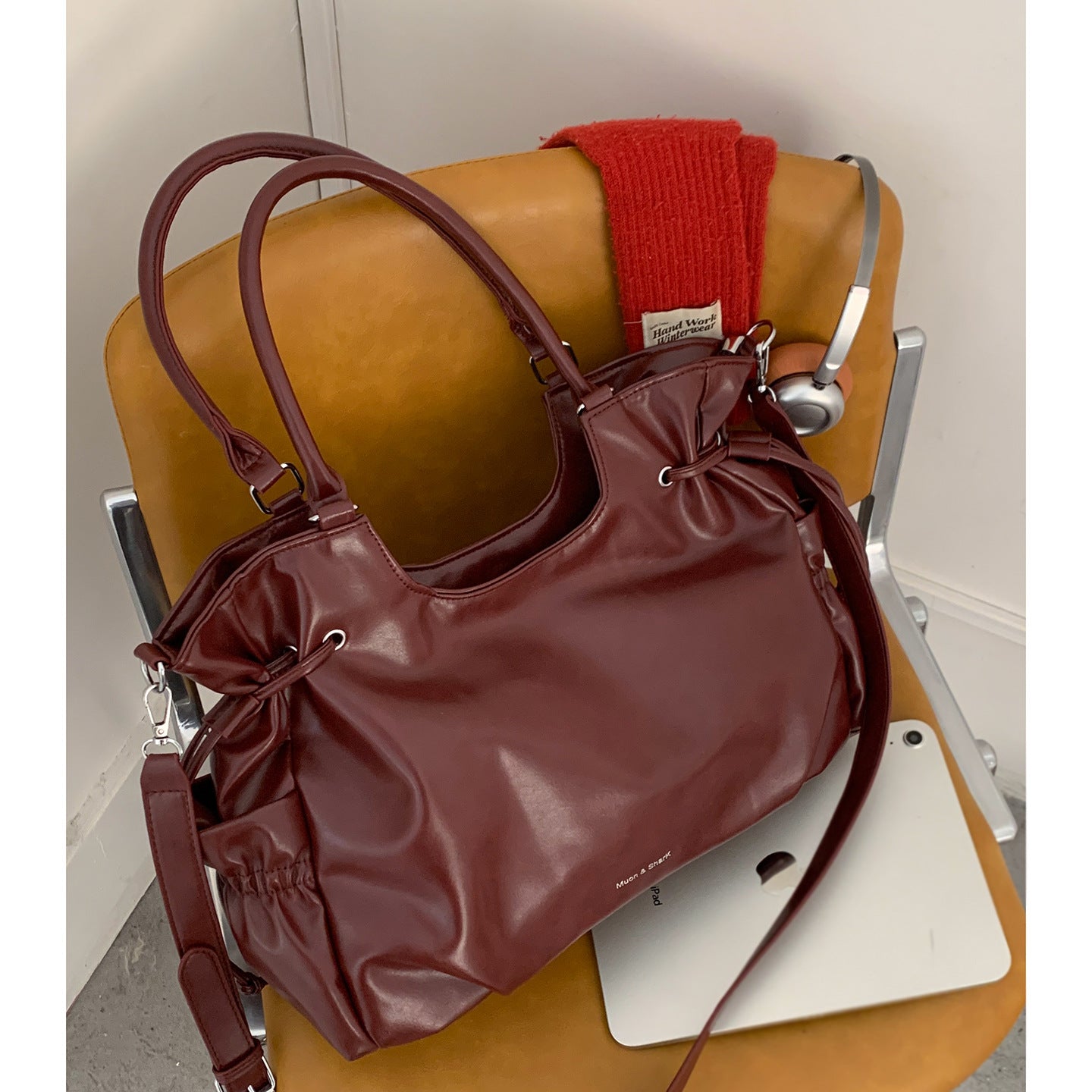 Bolso de mano estilo motero vintage de gran capacidad para mujer