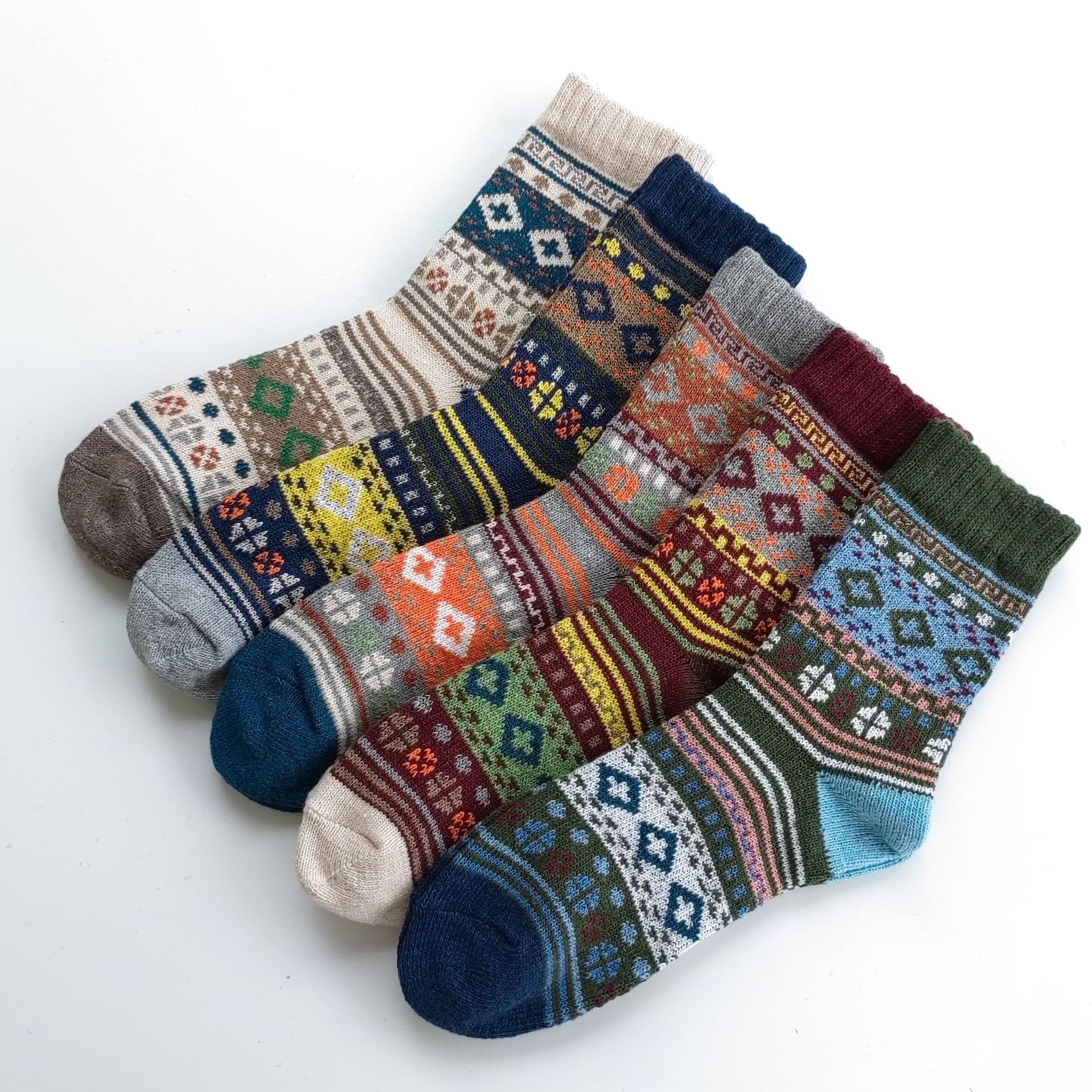 Calcetines de hombre de lana estilo étnico vintage para invierno