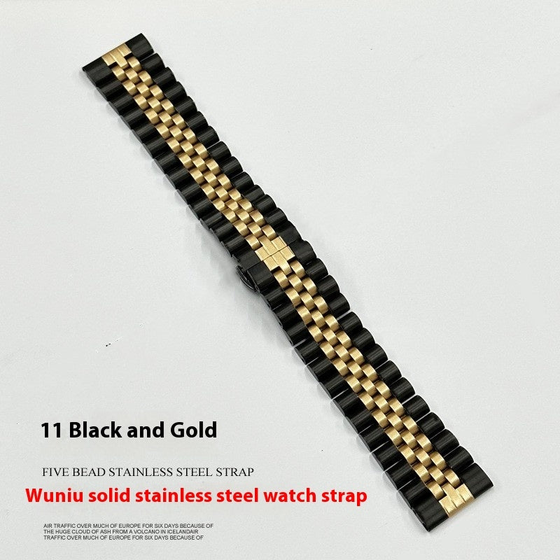 Five-bead Cow Ring Solid Stainless Steel Strap