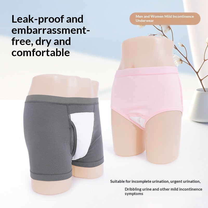 Ropa interior de algodón transpirable y lavable para adultos de mediana edad y mayores con incontinencia leve.