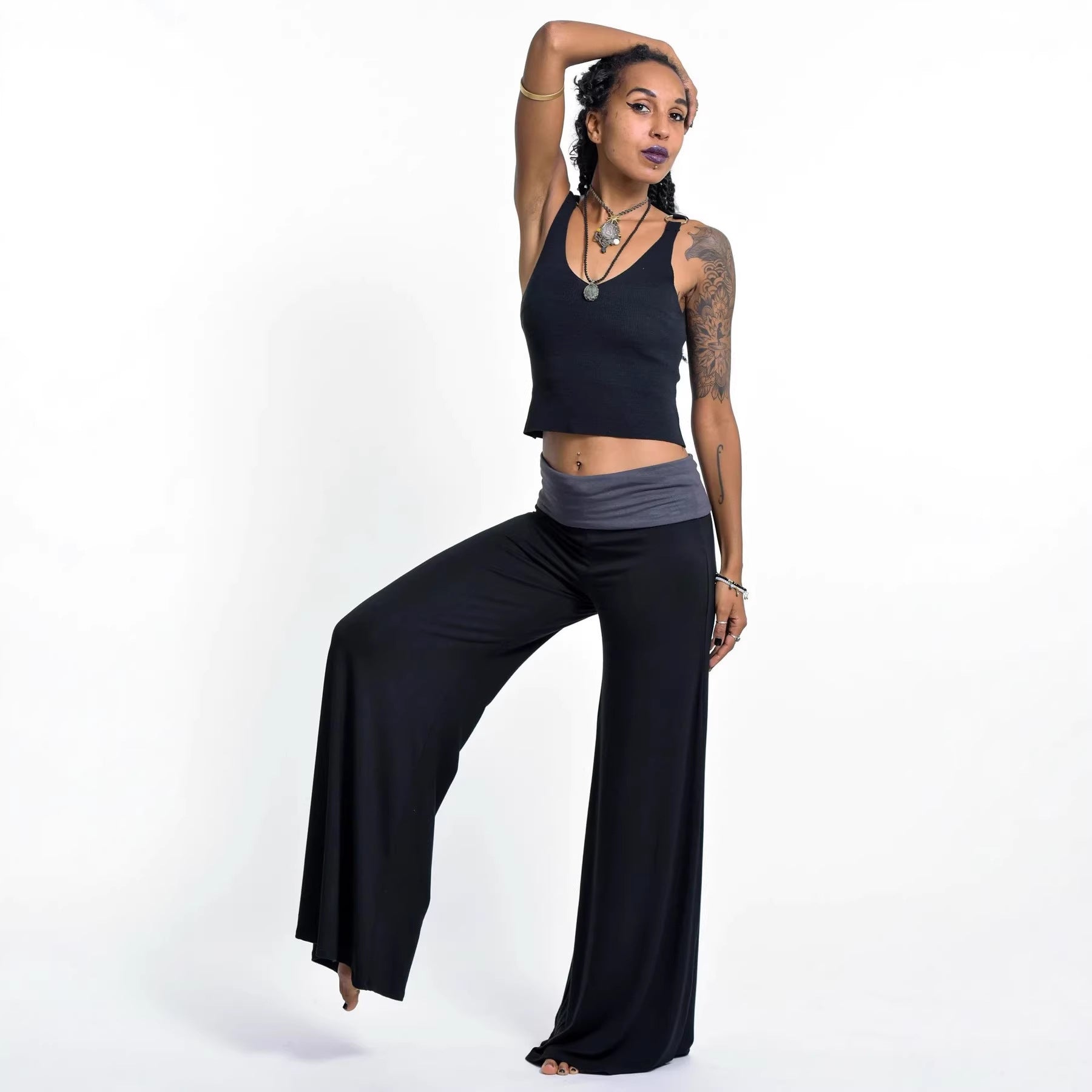 Pantalones anchos informales para mujer para deportes y ocio