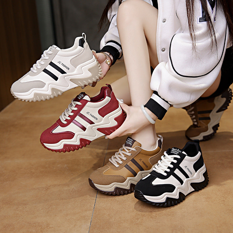 Zapatillas deportivas elegantes e informales de suela gruesa para mujer