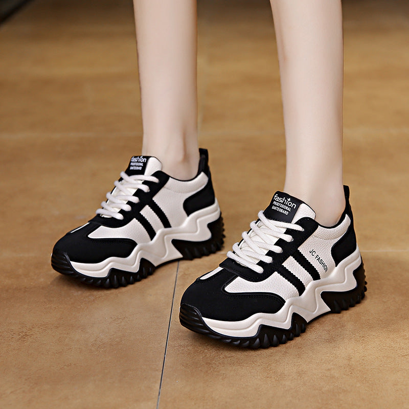 Zapatillas deportivas elegantes e informales de suela gruesa para mujer