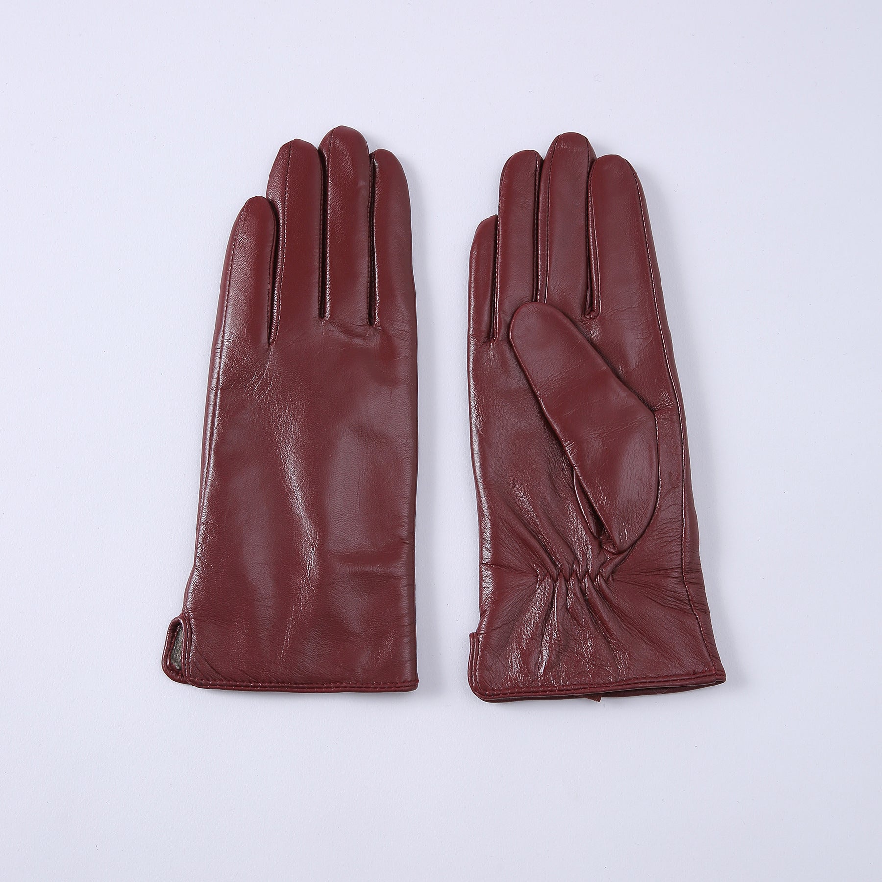 Guantes térmicos de cuero con forro polar de color liso para mujer