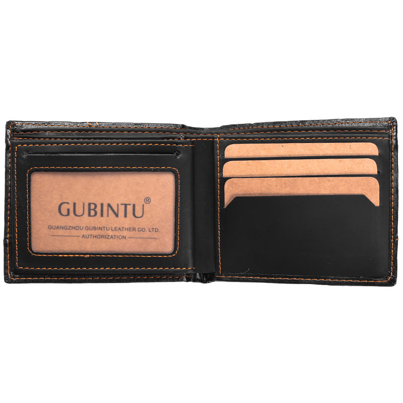 Cartera de cuero corta y sencilla para hombre