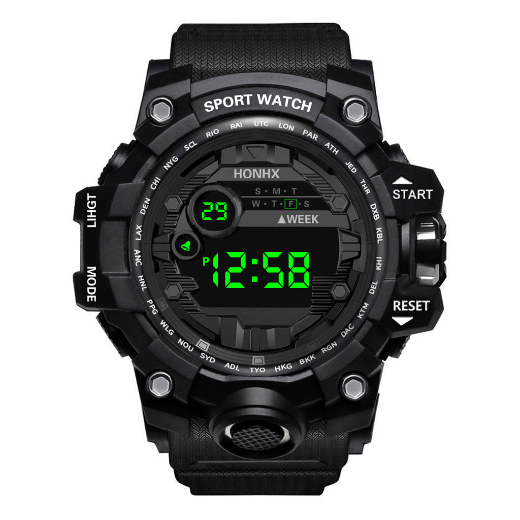 Reloj electrónico luminoso multifuncional deportivo impermeable para hombre