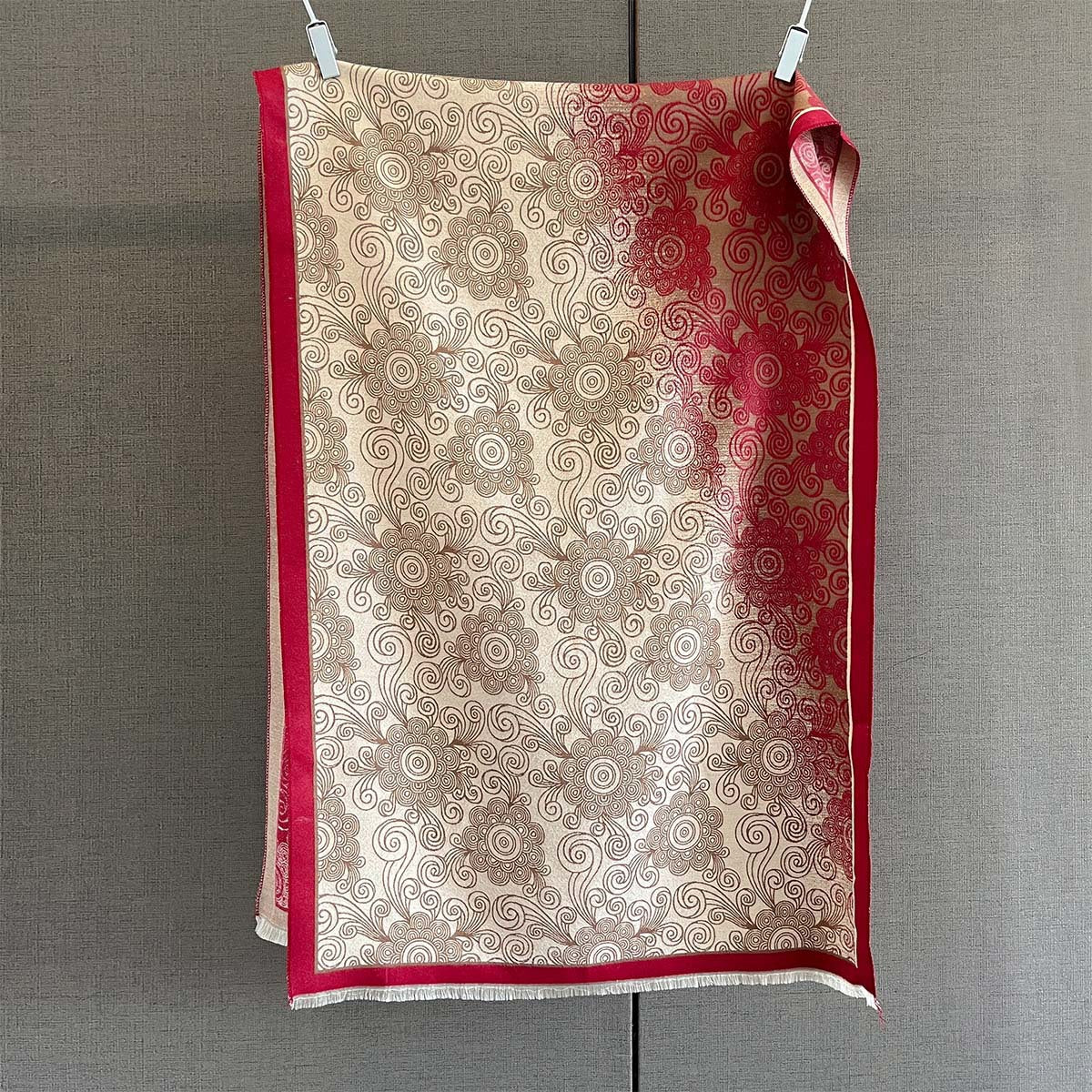 Patchwork Color-block Design Vintage-print Neck Scarf